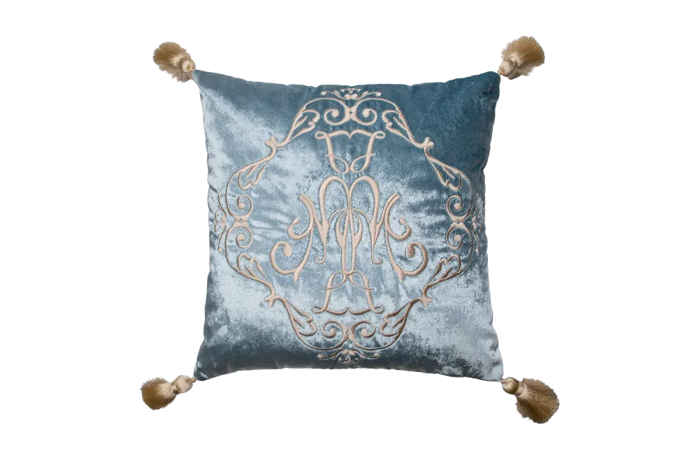 Poduszka kwadratowa Blue Gold z chwostami