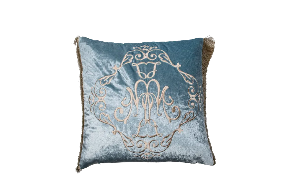 Poduszka kwadratowa Blue z frędzlami