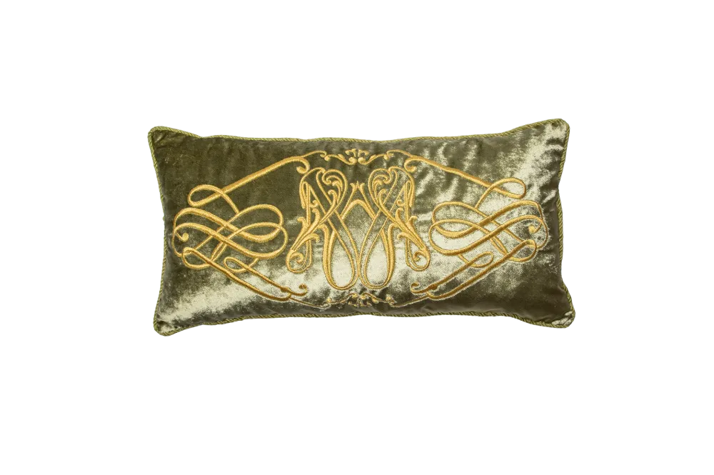 Poduszka prostokątna Olive Gold z lamówką