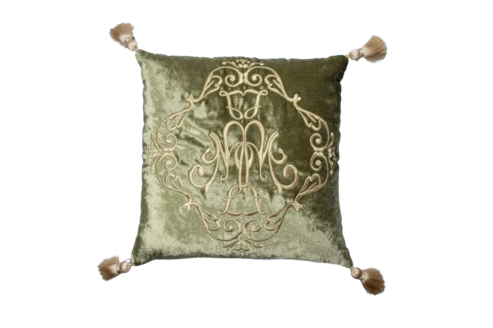 Poduszka kwadratowa Olive Gold z chwostami
